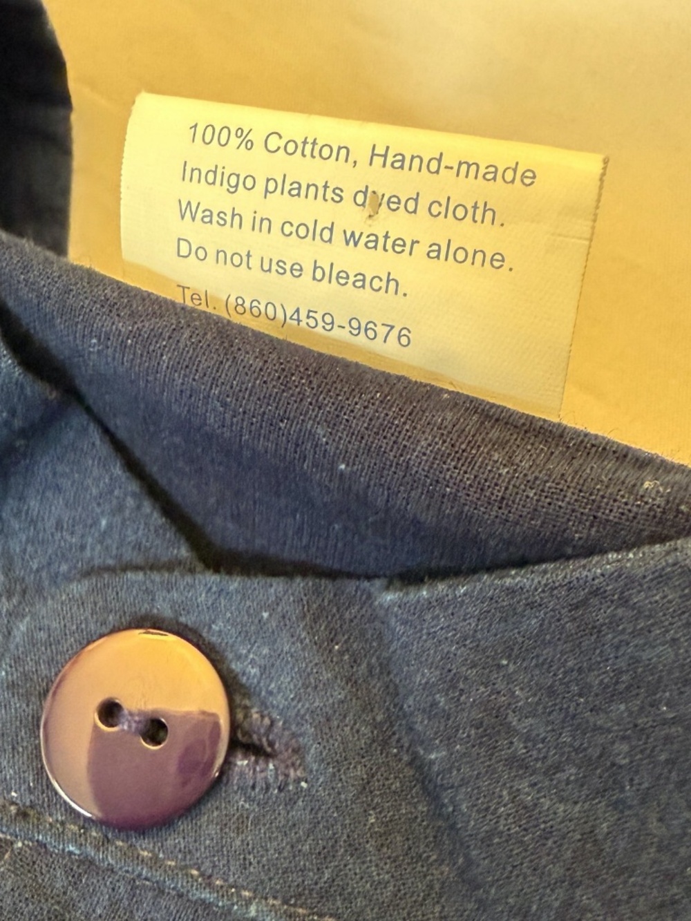 NATURAL INDIGO TUNIC BUTTON UP SHIRT WOMENS 3X 53.5x32 TRUE BLUE JAPANESE KANJI - Picture 10 of 16